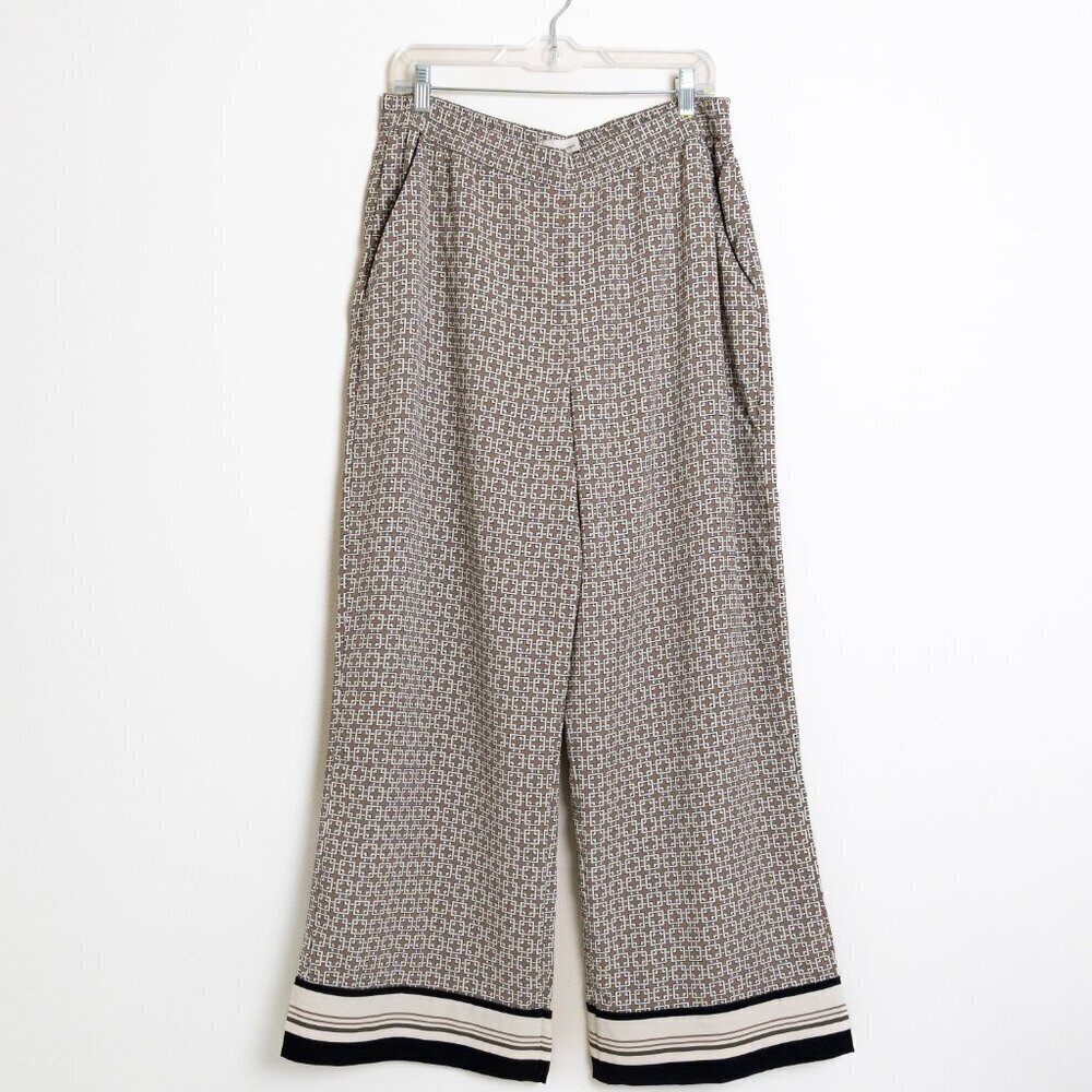 ✨ Abercrombie Fitch Satin Wide Leg Trousers Pull On Pant Brown Beige - Picture 4 of 15